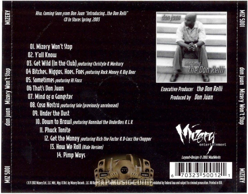 洋楽 Don Juan /Mizery Won't Stop G-RAP G-FUNK Don Juan - Mizery Won't Stop: CD | Rap Music Guide